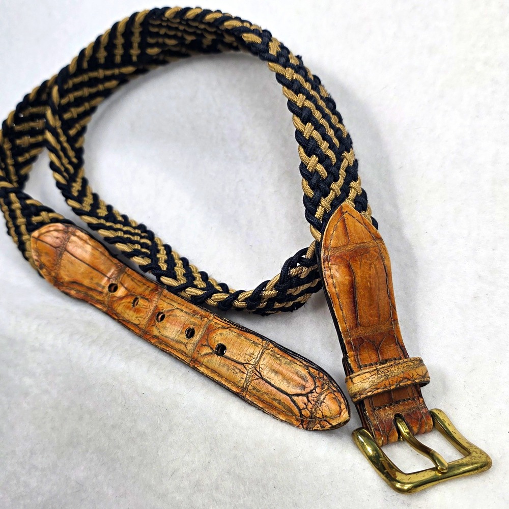 Vintage Martin Dingman Handcrafted Elastic Braided Leather Stretch Belt USA Made
